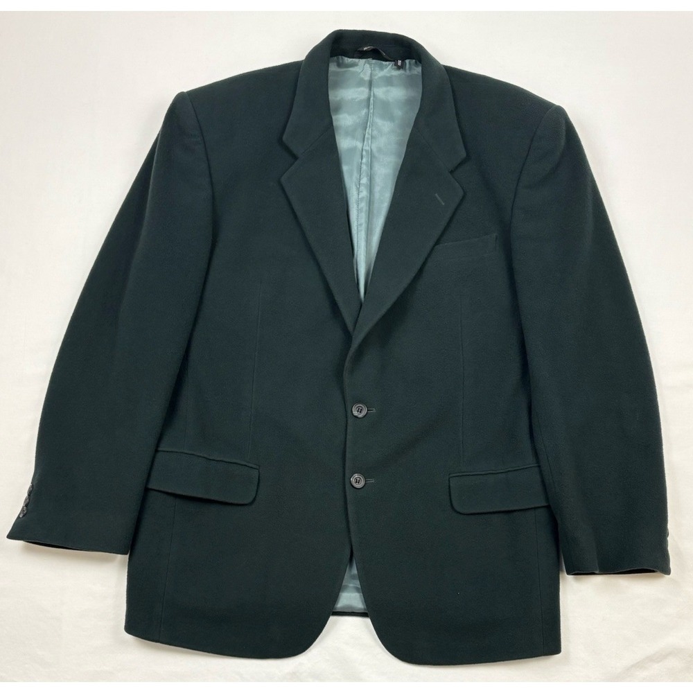 VTG 90s Structure Flannel Wool/Cashmere Ventless Sport Coat Forest Green M EUC - Picture 3 of 10